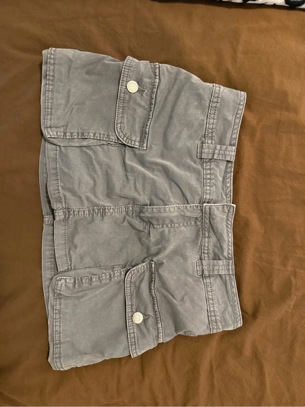Garage Light Gray Mini Skirt with Cargo Detail